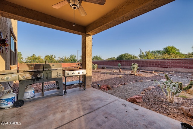 view of patio / terrace with ceiling fan