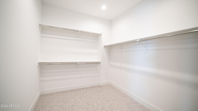 spacious closet with light carpet