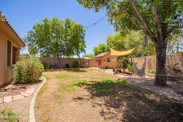 3823 E Kroll Dr, Gilbert, AZ 85234 - fenced backyard featuring an outbuilding