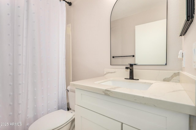 11531 E Persimmon Ave, Mesa, AZ 85212 - bathroom with vanity, toilet, and curtained shower