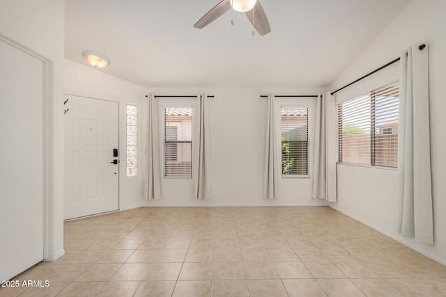 11531 E Persimmon Ave, Mesa, AZ 85212 - foyer entrance with ceiling fan, light tile patterned floors, plenty of natural light, and vaulted ceiling