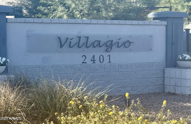 view of community sign