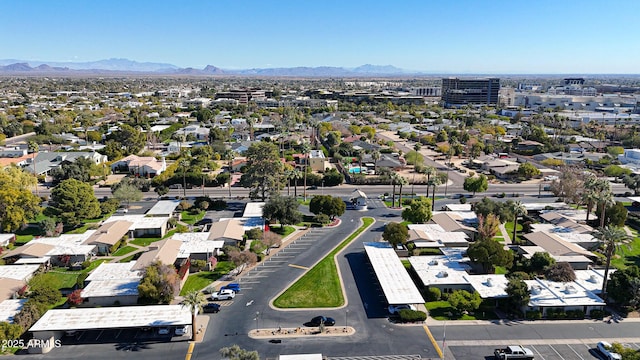 bird's eye view with a mountain view