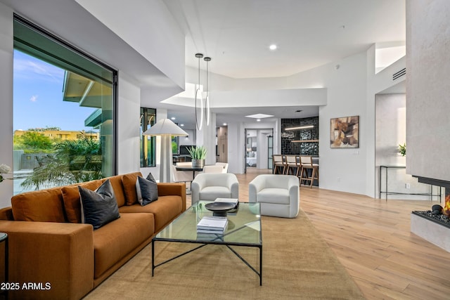 living area featuring wood finished floors