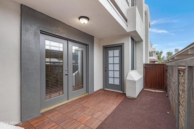 property entrance with french doors