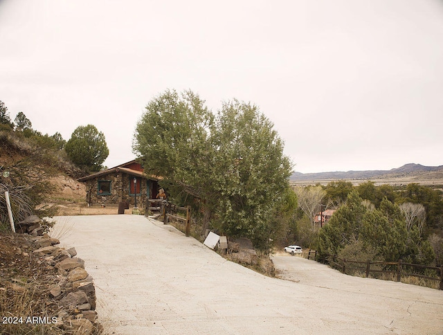 view of community with a mountain view