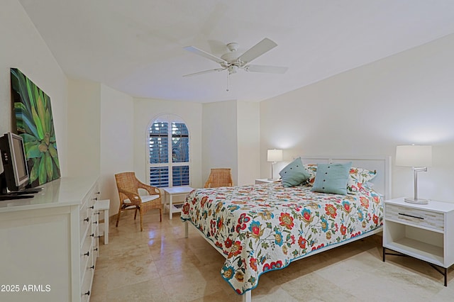 bedroom featuring ceiling fan