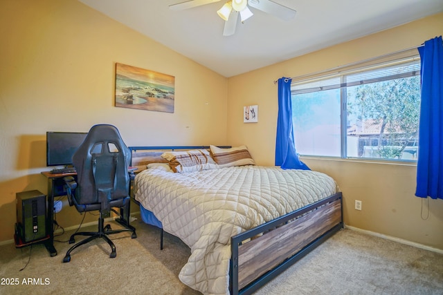 2009 W Calle Del Norte Dr, Chandler, AZ 85224 - carpeted bedroom with lofted ceiling, baseboards, and a ceiling fan