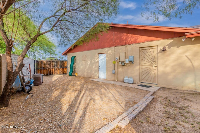 exterior space featuring fence