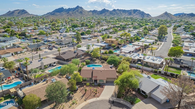 aerial view with a residential view and a mountain view