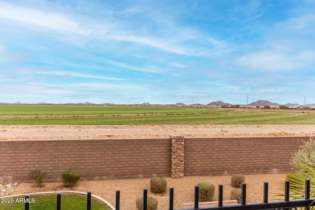 view of yard featuring a mountain view and a rural view