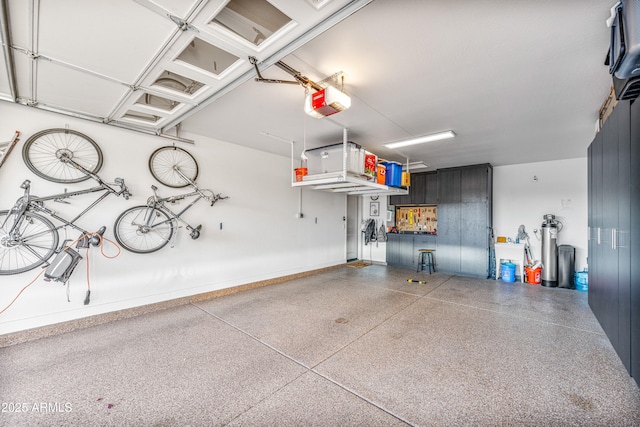 garage with a garage door opener