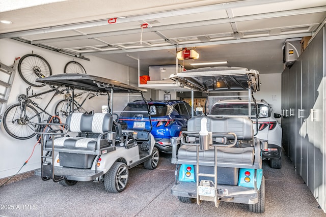 garage with a garage door opener