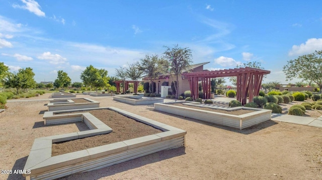 view of property's community with a pergola