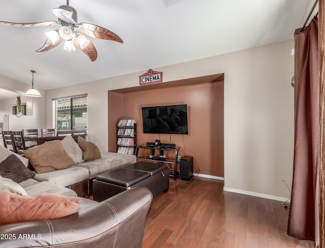 4817 W St Charles Ave, Laveen, AZ 85339 - living area with a ceiling fan, wood finished floors, and baseboards