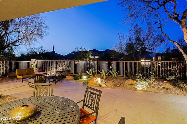view of patio with outdoor lounge area, outdoor dining area, and fence private yard