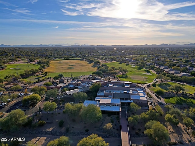 drone / aerial view featuring a mountain view and a residential view