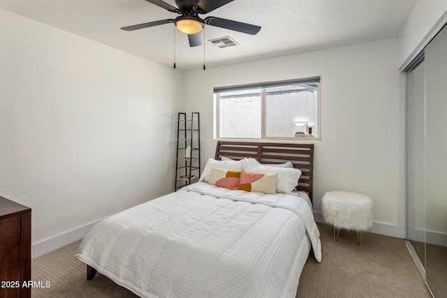 8022 E Columbus Ave, Scottsdale, AZ 85251 - bedroom featuring carpet flooring, a closet, and a ceiling fan
