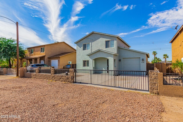 view of front of property featuring a garage