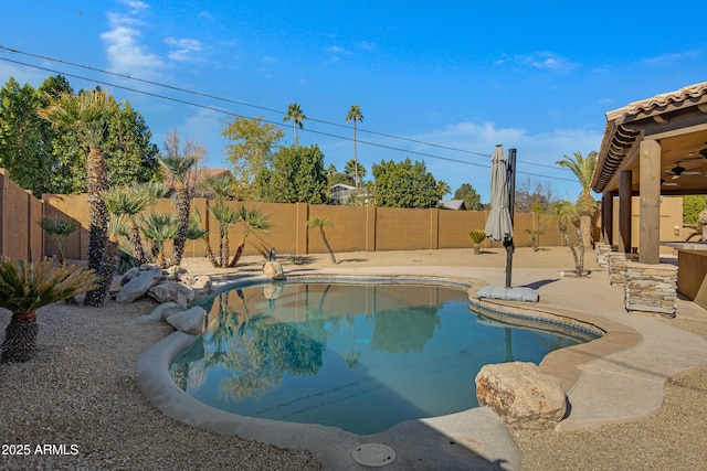 view of swimming pool featuring a patio