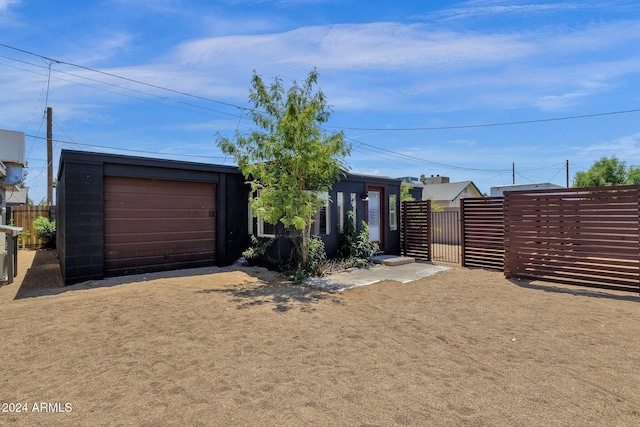 exterior space with a garage