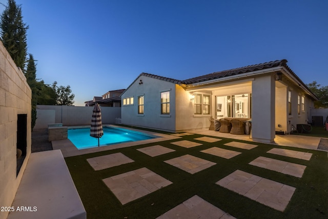 4346 S Synapse Dr, Mesa, AZ 85212 - view of pool with a fenced backyard, a patio area, and an outdoor living space