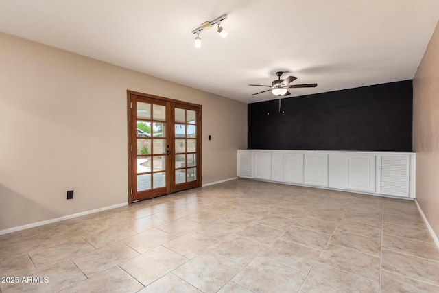 3010 E Cortez St, Phoenix, AZ 85028 - unfurnished room with french doors, ceiling fan, and baseboards