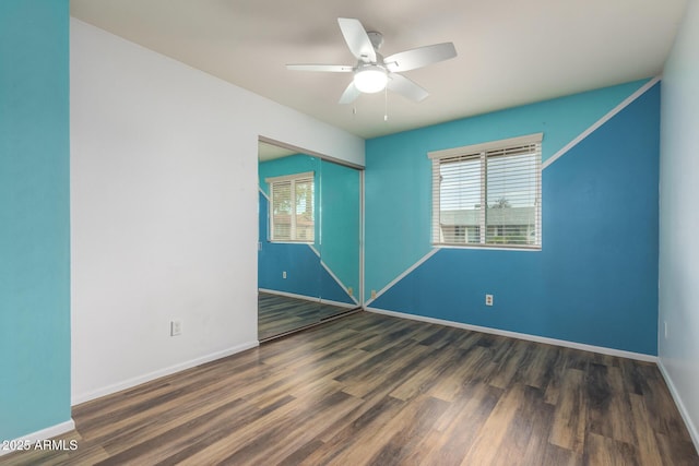 3010 E Cortez St, Phoenix, AZ 85028 - spare room featuring wood finished floors, baseboards, and ceiling fan