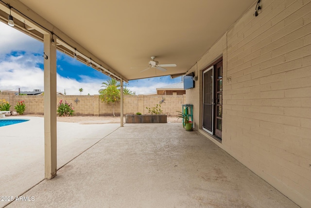3010 E Cortez St, Phoenix, AZ 85028 - fenced backyard with a patio area and a ceiling fan