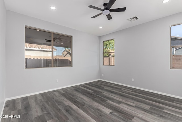 20919 E Desert Hills Blvd, Queen Creek, AZ 85142 - empty room with a ceiling fan, recessed lighting, and wood finished floors