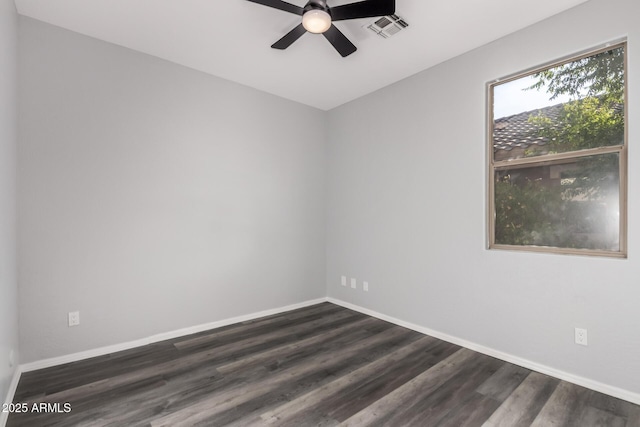 20919 E Desert Hills Blvd, Queen Creek, AZ 85142 - unfurnished room with a ceiling fan and dark wood-style floors