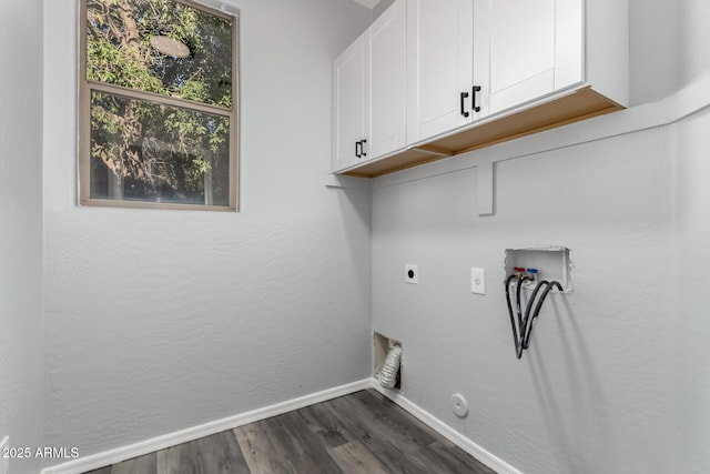 20919 E Desert Hills Blvd, Queen Creek, AZ 85142 - washroom featuring cabinet space, hookup for an electric dryer, hookup for a washing machine, dark wood finished floors, and gas dryer hookup