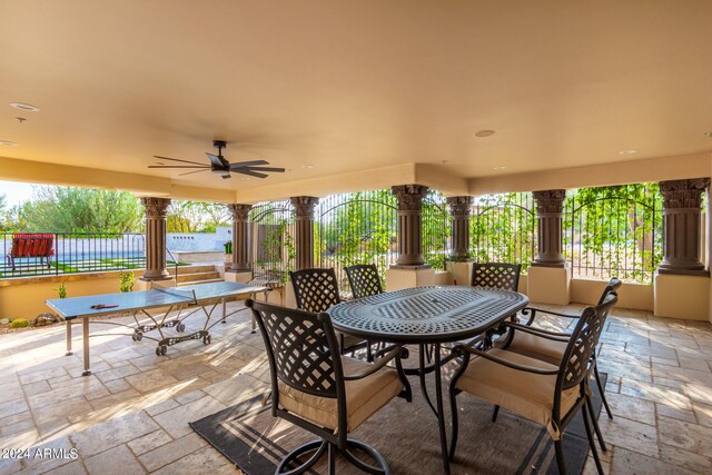 view of patio with ceiling fan