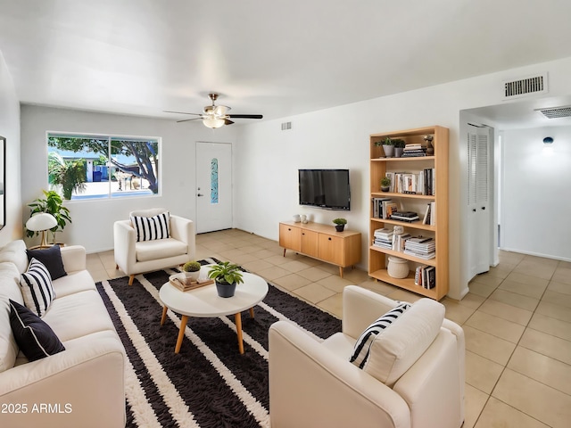 920 E Garnet Ave, Mesa, AZ 85204 - living area featuring light tile patterned floors and a ceiling fan