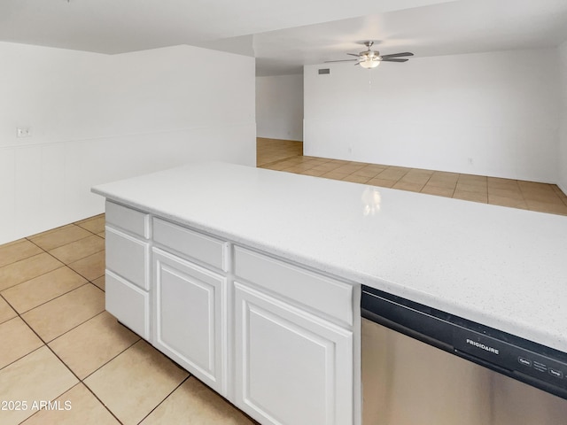 920 E Garnet Ave, Mesa, AZ 85204 - kitchen with stainless steel dishwasher, a ceiling fan, white cabinetry, and light countertops