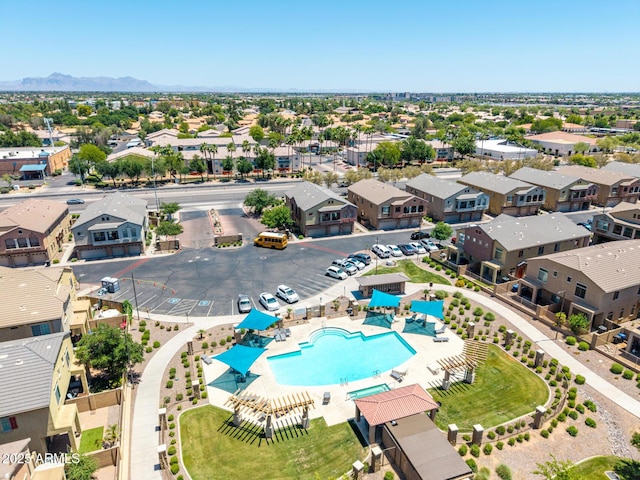 1350 S Greenfield Rd Unit 2205, Mesa, AZ 85206 - aerial view of residential area with a pool and a mountain backdrop