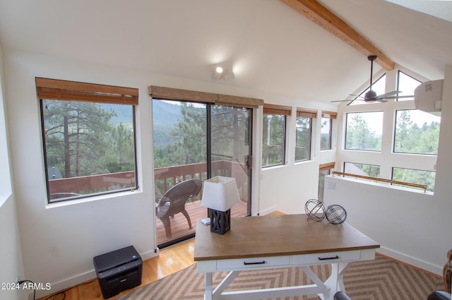 5120 N Juniper Loop, Pine, AZ 85544 - office with baseboards, a healthy amount of sunlight, vaulted ceiling with beams, and wood finished floors