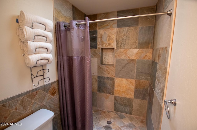 5120 N Juniper Loop, Pine, AZ 85544 - full bath featuring toilet, tile walls, and a stall shower