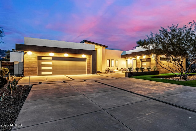 modern home featuring a garage