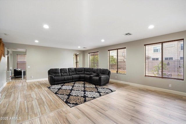 living room featuring light hardwood / wood-style flooring