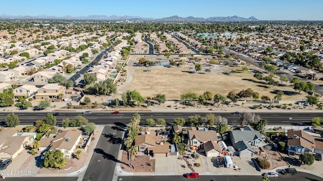 bird's eye view with a mountain view