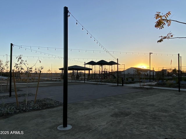 exterior space with fence and a gazebo