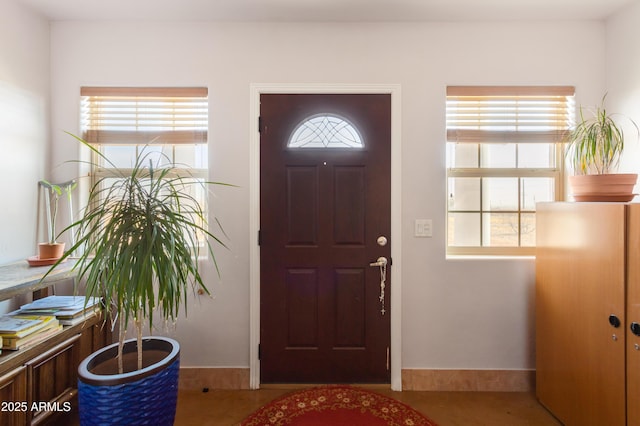 entrance foyer featuring baseboards and a healthy amount of sunlight