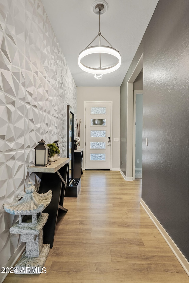 hall featuring light wood-type flooring