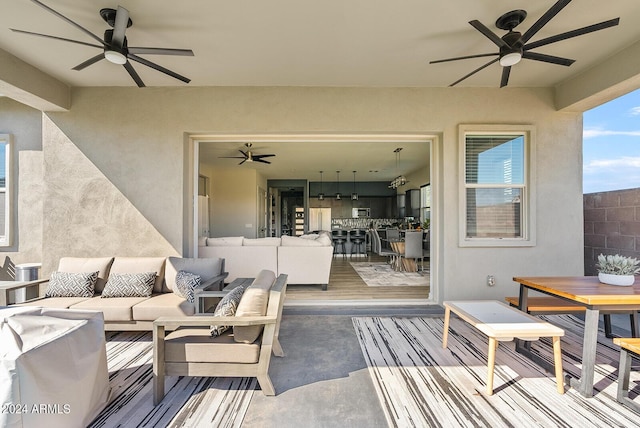 5725 S 101st St, Mesa, AZ 85212 - view of patio / terrace with ceiling fan, an outdoor hangout area, and outdoor dining area