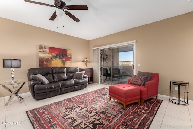 16626 E Westby Dr Unit 108, Fountain Hills, AZ 85268 - tiled living area with ceiling fan and baseboards