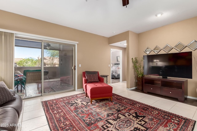 16626 E Westby Dr Unit 108, Fountain Hills, AZ 85268 - tiled living area with baseboards and ceiling fan