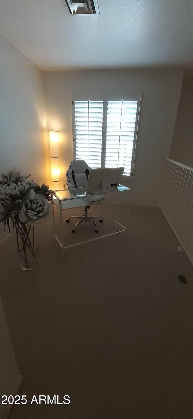 office area featuring carpet flooring