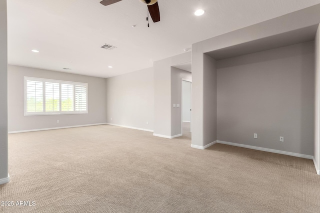 31604 N 19th Ave, Phoenix, AZ 85085 - spare room featuring ceiling fan, visible vents, recessed lighting, light carpet, and baseboards