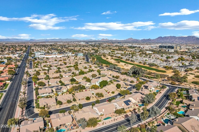 aerial view with a mountain view